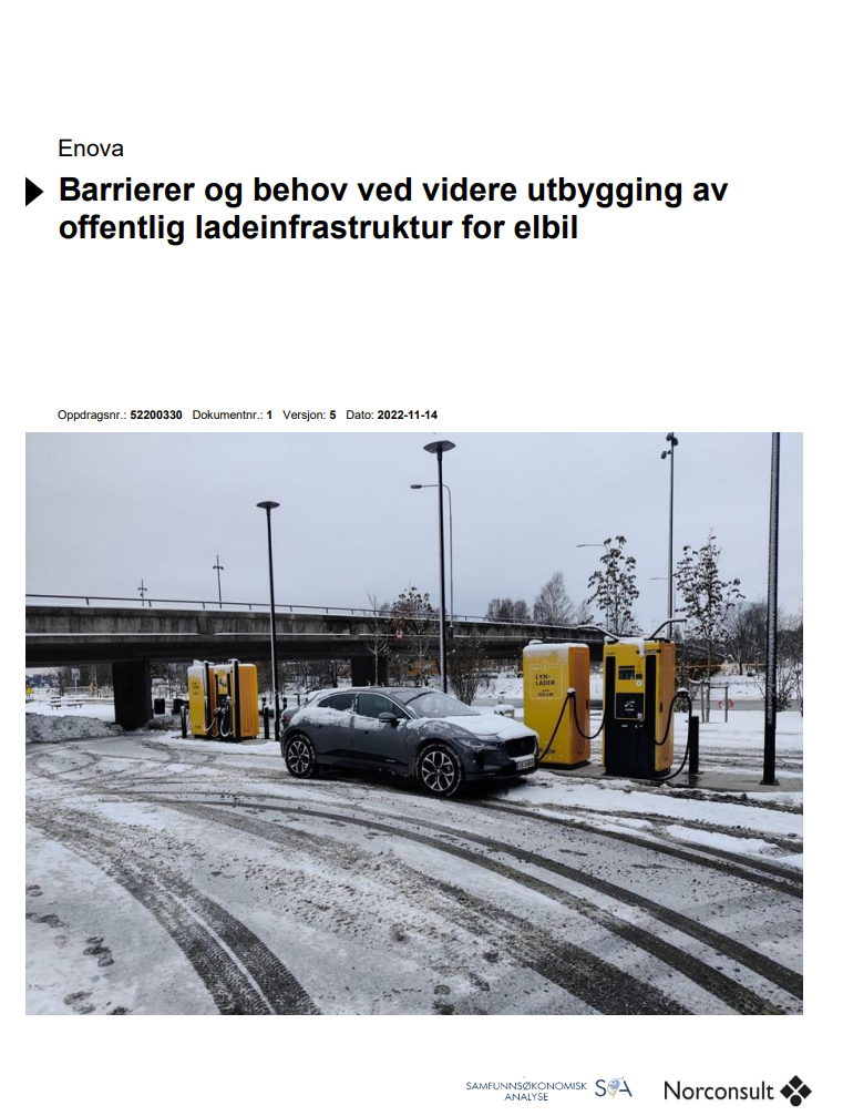 Barrierer og behov ved videre utbygging av  offentlig ladeinfrastruktur for elbil