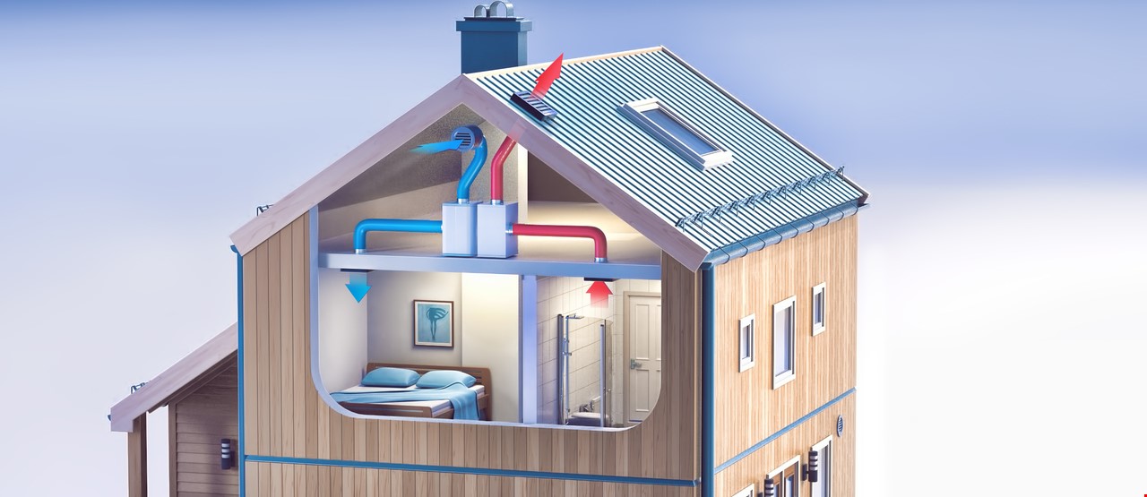 3D-modell av balansert ventilasjon