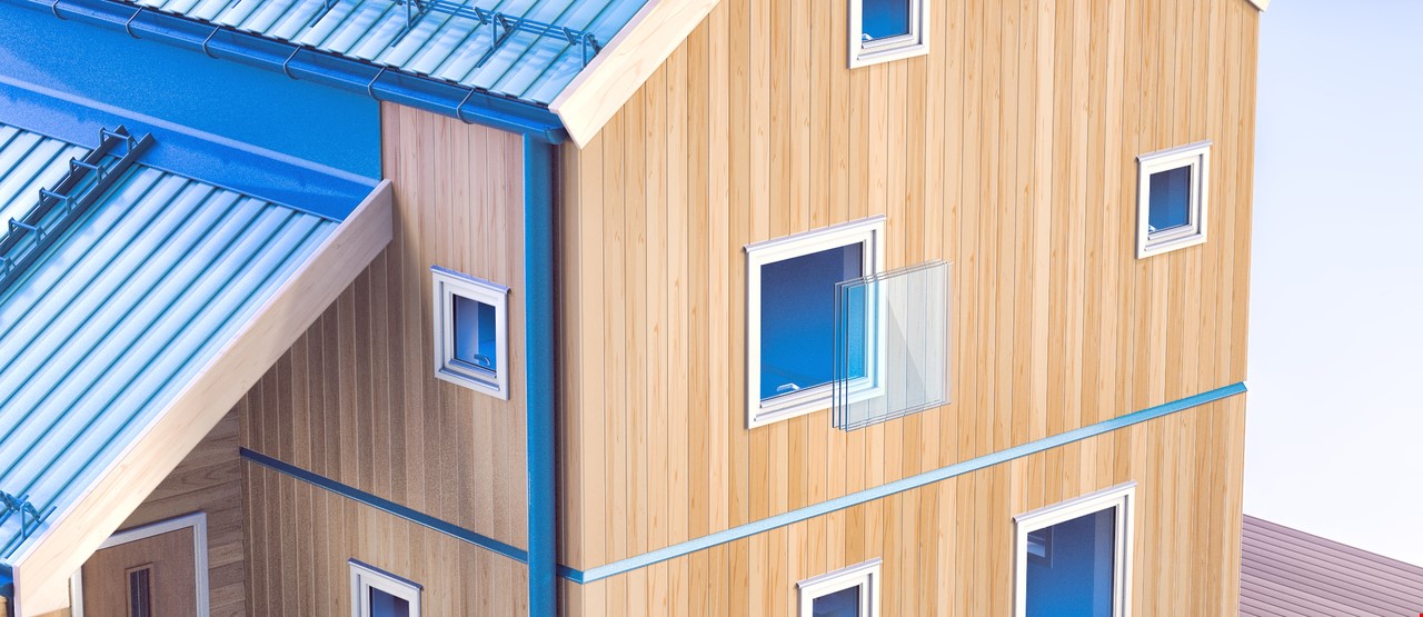 3D modell av hus med lavenergivindu