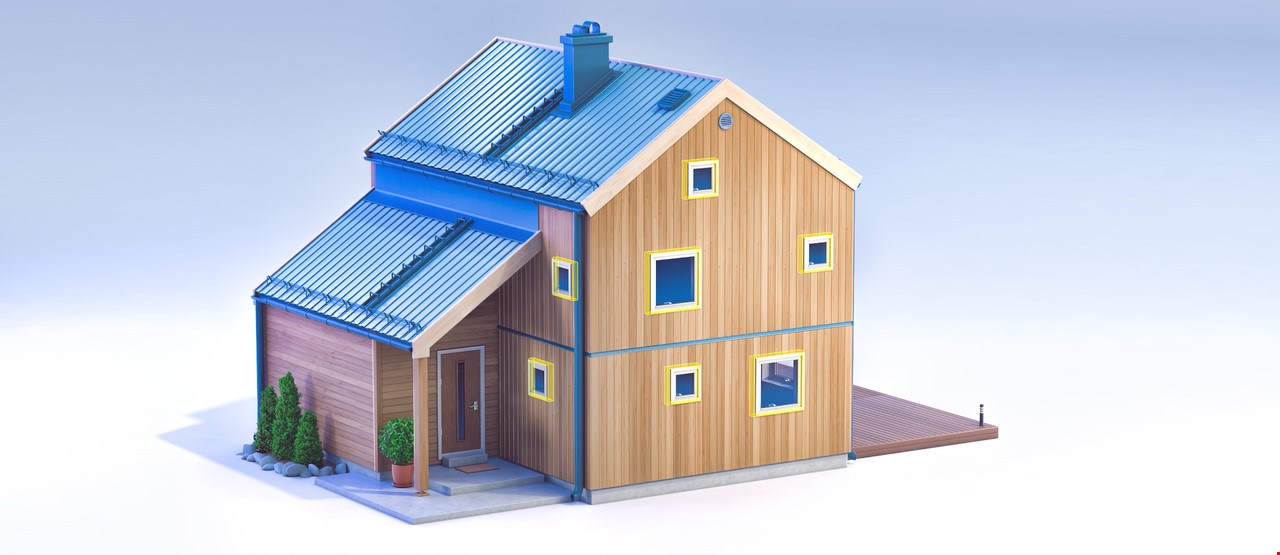3D modell av hus med Tettelister