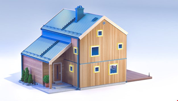3D modell av hus med Tettelister