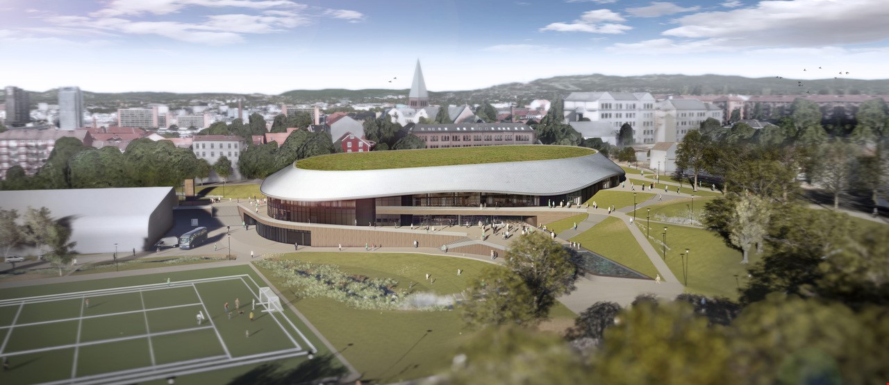 3D-modell av Jordal Amfi sett utenfra