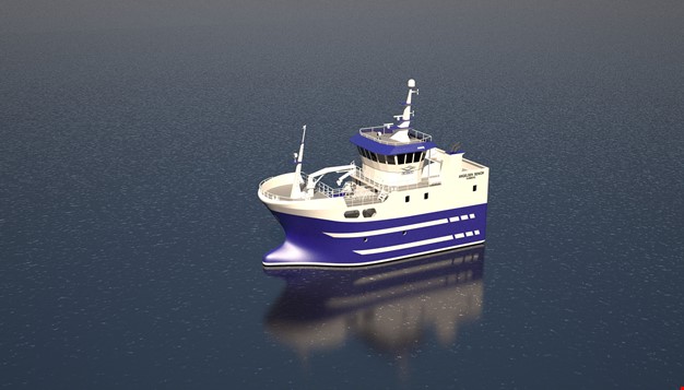 3D-modell av ny, miljøvennelig og moderne fiskebåt