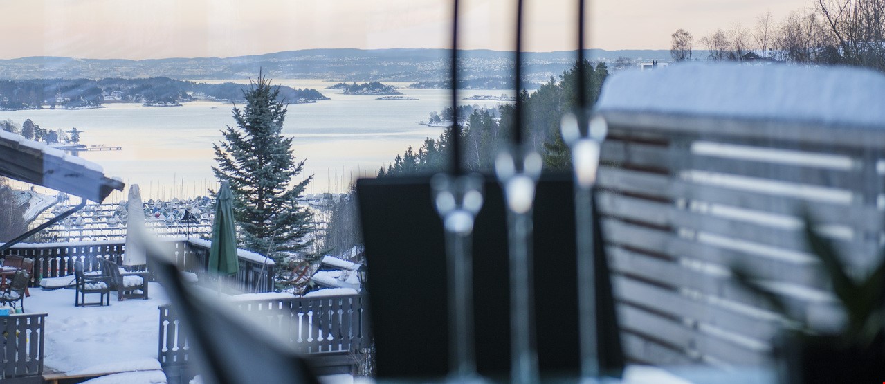 Utsikt over vinter fra vindu