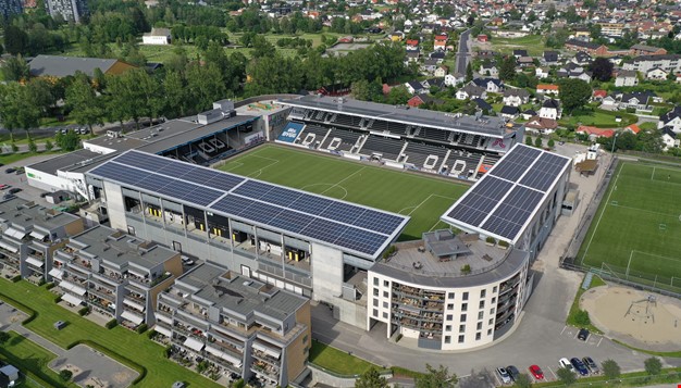 3D-modell av solcelleanlegget på Skagerak Arena