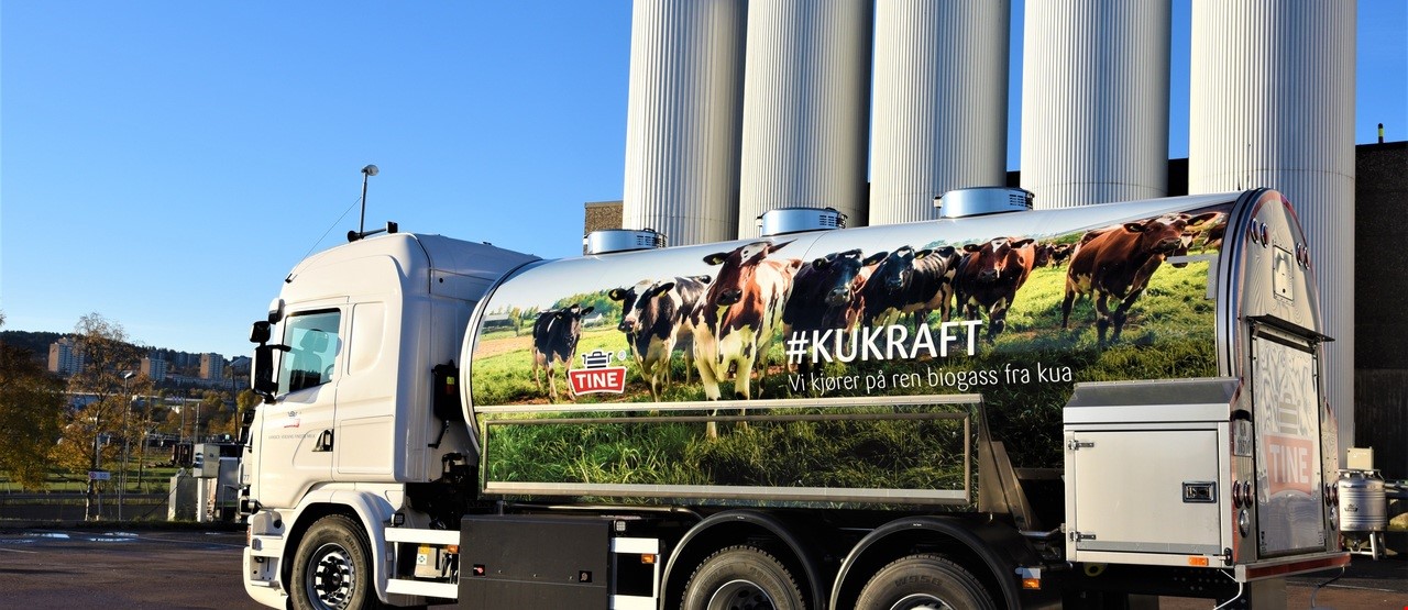 Bilde av en lastebil med biogass