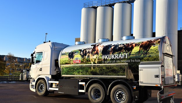 Bilde av en lastebil med biogass