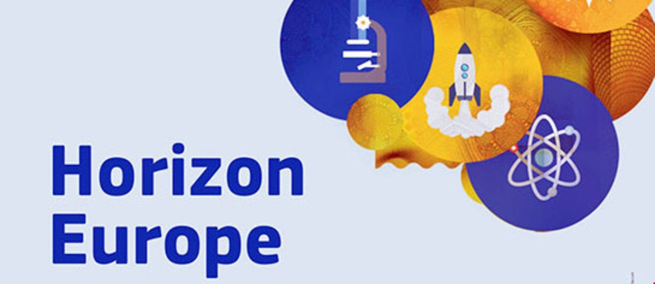 Kunst for å illustrere forskning med teksten "Horizon Europe"