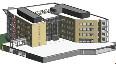 Illustrasjon av lavenergi kontorbygg på Tyholt i Trondheim. Illustrasjon: ARCASA