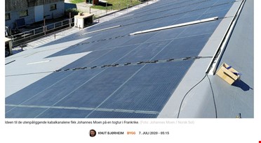 En artikkel fra "tu.no" med bilde av solcellepaneler